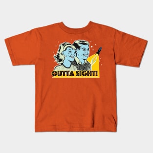 Outta Sight! Space Rocket Launch - Retro Comic Kids Kids T-Shirt